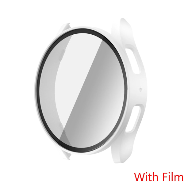 Härdat Glas+Skal för Samsung Galaxy Watch 7 44mm 40mm Skärmskydd Allround Stötfångarskal för Galaxy Watch 7FE 40 44mm White For Watch 7 40mm