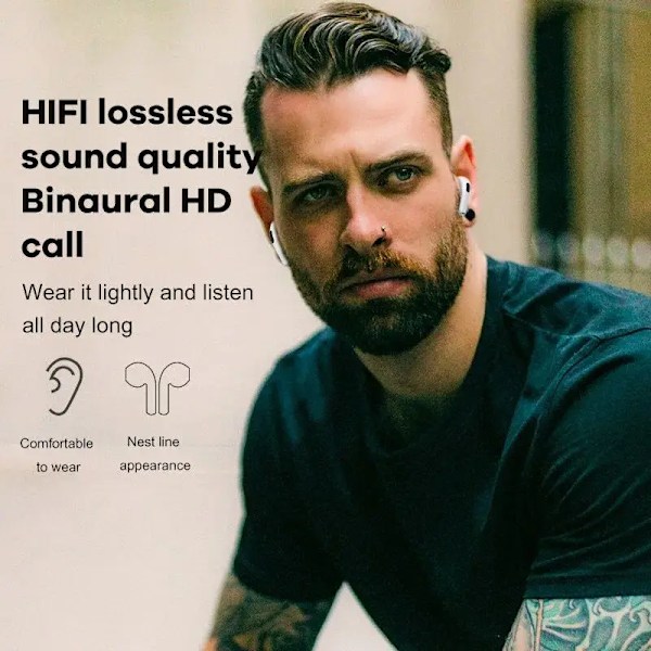Pro6 TWS Trådlöst Bluetooth Headset, 5.3 Hörlurar, Mini Hörlurar med Mikrofon, Laddningsbox, Xiaomi, iPhone Blue