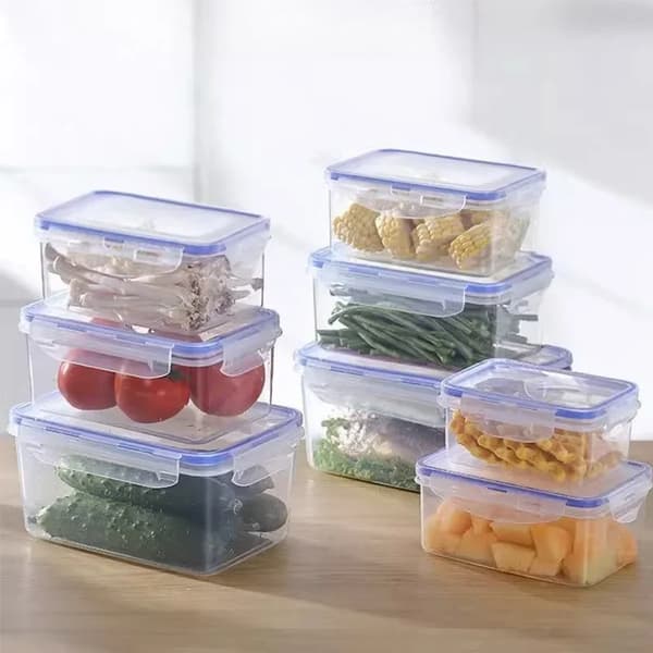 Köks Kylskåp Förseglad Rektangulär Kylskåp Förvaringslåda Med Lod Plast Crisper Mikrovågsugn Uppvärmd Lunchlåda Lagringsruta 1500ML