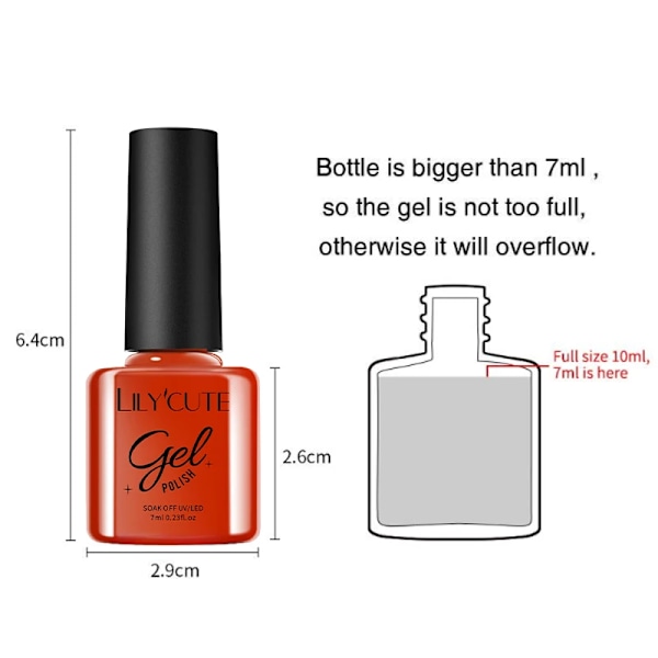 LILYCUTE 6 st/set 7ml Kaffeserie Gel Nagellack Kit 125 Färger Manikyr Semi Permanent Soak Off UV Nagelkonst Gel Lack 6Pcs 01