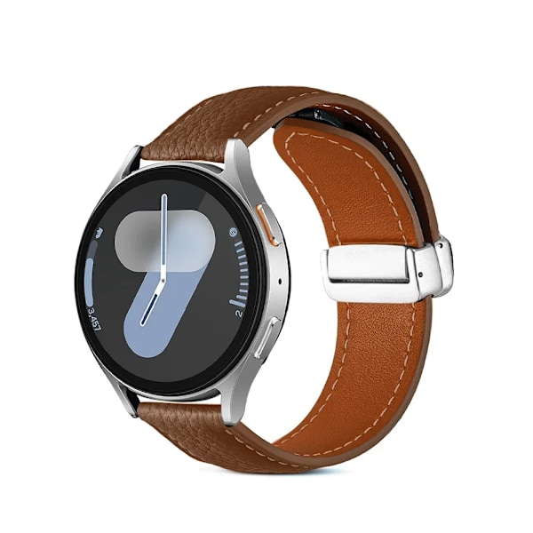 20mm 22mm Läderarmband för Samsung Galaxy Watch 7 FE 6 5 4 44 40mm Classic Magnetiskt Spänne för Huawei Watch GT5 4Pro 3 46 Armband Midnight Blue Black Galaxy 7 40 44mm