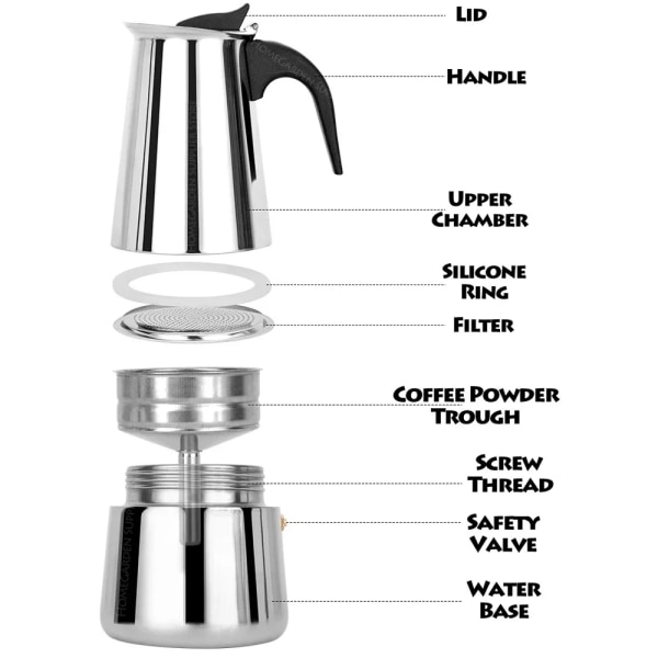 Cafetière électrique en acier inoxidable, percolateur de press, bouilloire de brassage, cuisinière, moka américain, latte, Eva, italien, français White Heater US Plug