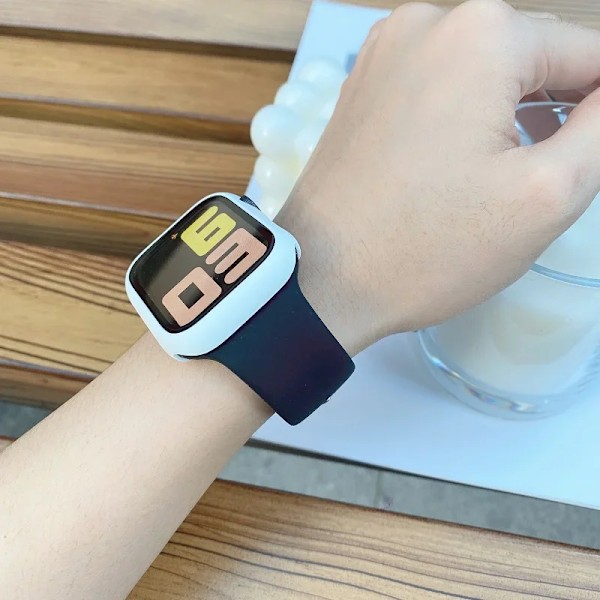 Silikonarmband för Apple Watch armband 44mm 45mm 40mm 41mm 42-38mm 45 mm sportarmband iwatch serie 8 7 6 5 4 3 SE 9 Ultra 2 49mm 10 stone white 38mm-40mm-41mm M-L