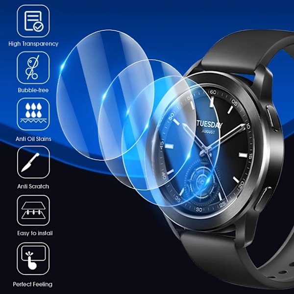 1-5 st Härdat Glas För Xiaomi Mi Watch S3 Skärmskydd HD Klar Smartwatch Skyddsfilm För Xiaomi Watch S3 Glas 4Pcs Glass For Mi Watch S3
