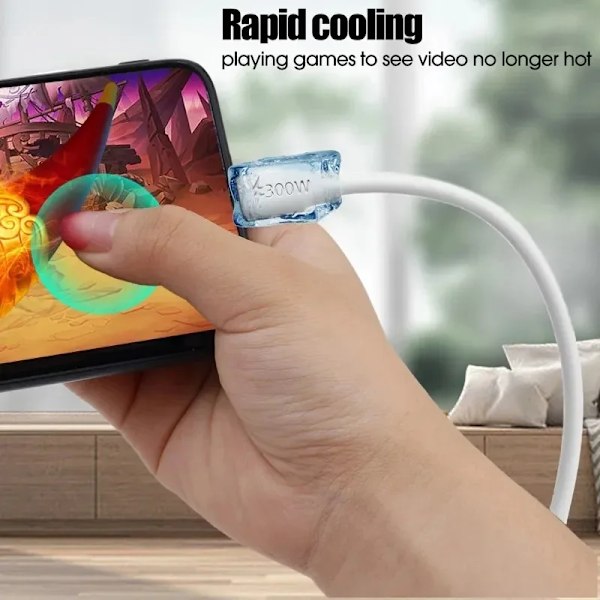 300W Supersnabb Laddning Micro USB Typ C Datakablar för Samsung Xiaomi Android Höghastighetsdataöverföring Sladd Snabbladdningssladd USB-Micro 1M