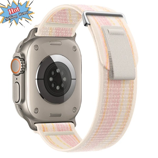 Trail Loop Strap För Apple Watch Ultra 2 49Mm Serie 9 8 7 45Mm 41Mm Sport Nylon Armband För Iwatch 6 5 4 3 Se 44Mm 40Mm 42Mm Starlight Pink For 42mm 44mm 45mm