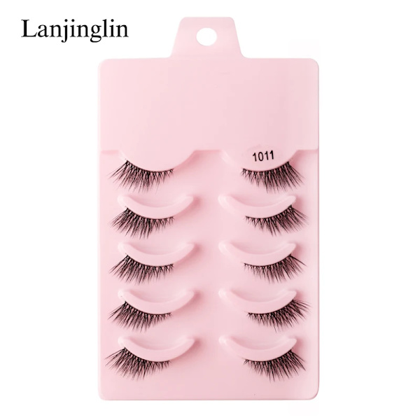 Half Eey Lashes 3/5/10 Par Nya Faux Mink Lashes Naturliga Falska Ögonfransar Wispy Fluffig Ögonfrans Extension Makeup Halv Lashes Verktyg 5pairs-1011