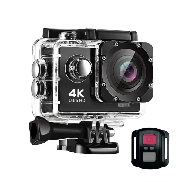 4K actionkamera 1080P/30FPS WiFi 2.0" 170D undervattensvattentät hjälm Videoinspelningskamera Sportkameror Minikamera utomhus black