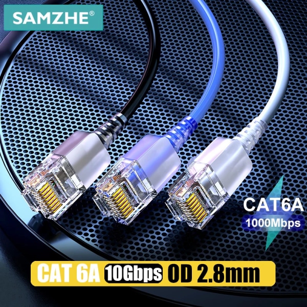 SAMZHE – kabel Ethernet Cat6A, kabel Lan Cat6, kabel för återupptagande av UTP för PC PS, Modem Internet, router Gigabit Cat 6, kabel Ethernet 8m Black Ethernet Cable