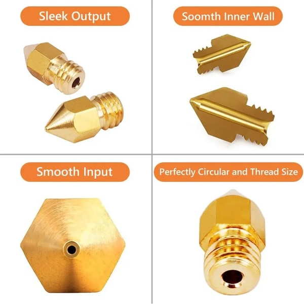 24st MK8 Ender 3 munstycken 3D-skrivare Mässingsmunstycken Extruder för Ender 3 CR-10 0.2/0.3/0.4/0.5/0.6/0.8/1.0mm skrivarmunstycke 24PCs 24PCs