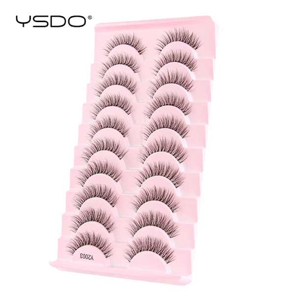 Lashes 3/10 Par Half Lashes Katt Öga Naturliga Långa Snor 3D Mink Ögonfransar Full Remsa Lashes Makeup Förlängning Verktyg 10 pairs- Y2003