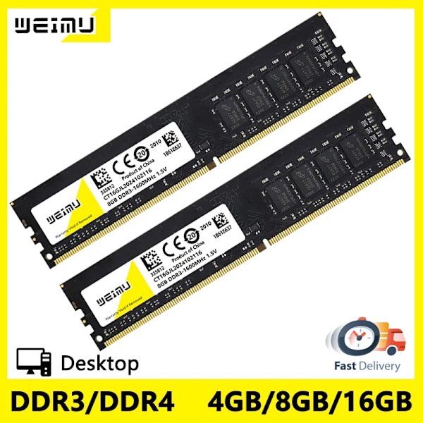 DDR3 DDR4 4GB 8GB 16GB Desktop Memoria Ram PC3 1.5V 1066 1333 1600Mhz PC4 1.2V 8500 10600 12800U 240Pin DIMM Minne Dator RAM DDR4 8GB 2133 1.2V
