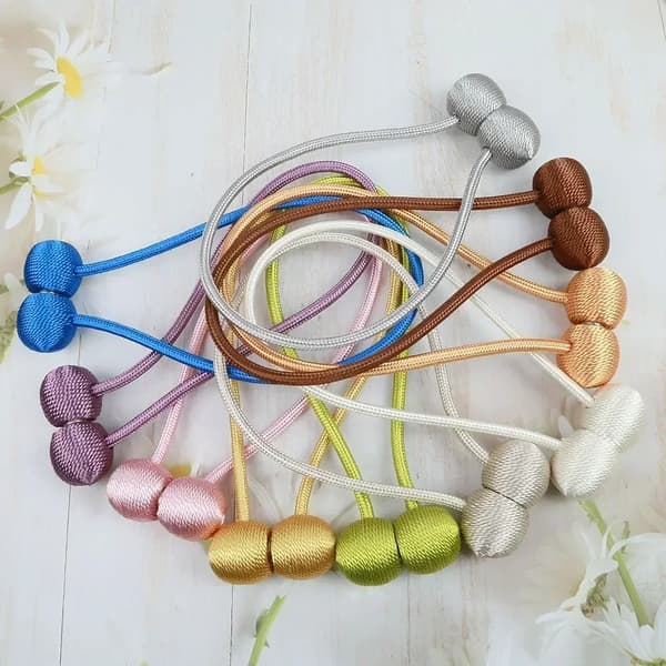 2-pack Magnetiska Gardinkrokar Tieback Högkvalitativa Klämmor Gardinspänne Hållare Dekorativa Hem Polyester Gardintillbehör 2pc Coffee