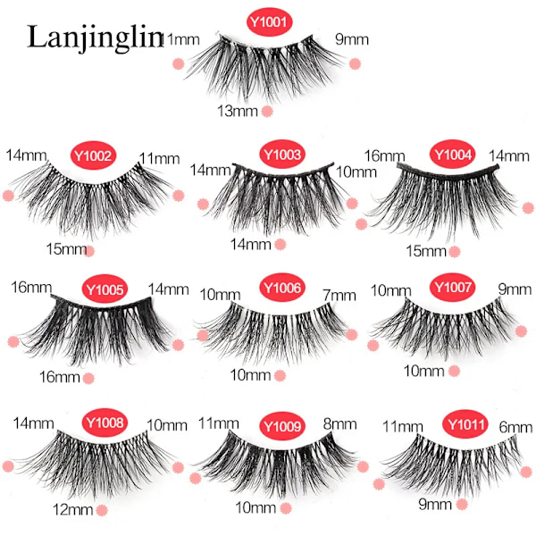 Half Eey Lashes 3/5/10 Par Nya Faux Mink Lashes Naturliga Falska Ögonfransar Wispy Fluffig Ögonfrans Extension Makeup Halv Lashes Verktyg 10pairs-Y1005