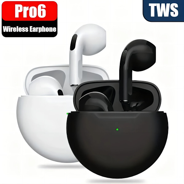 Pro6 TWS Trådlöst Bluetooth Headset, 5.3 Hörlurar, Mini Hörlurar med Mikrofon, Laddningsbox, Xiaomi, iPhone Orange