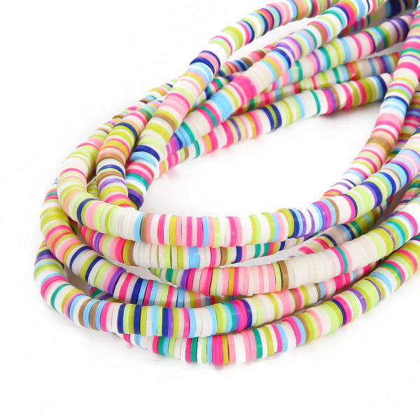 6 mm 350 st Handgjorda platta runda polymerlerpärlor Chip Disk Lös distanspärlor för gör-det-själv smycken Armband blandad färg Mixed Color 08