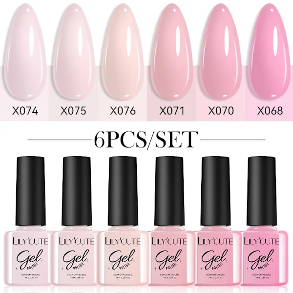 LILYCUTE 6 st/set 7ml Kaffeserie Gel Nagellack Kit 125 Färger Manikyr Semi Permanent Soak Off UV Nagelkonst Gel Lack 6Pcs 19