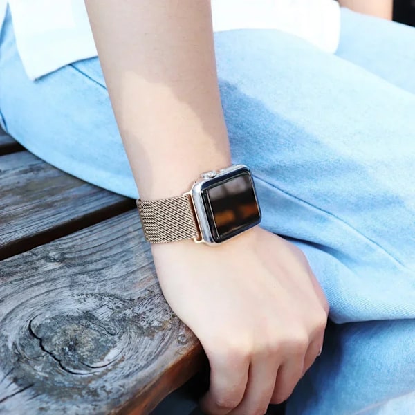 Milanese Loop för Apple Watch armband 44mm 40mm 45mm 41mm 42-38-44mm rem ultra 2 49mm metallarmband iwatch series 9 8 7 6 SE 5 4 3 08 green 42mm 44mm 45mm 49mm
