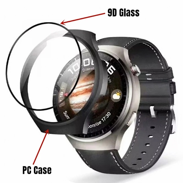 PC Fodral+9D Glas För Huawei Watch 4 Pro Fulltäckande Skärmskydd Hårt Skal För Huawei Watch 4Pro klocka 4 Fodral Tillbehör Pink For Huawei Watch 4