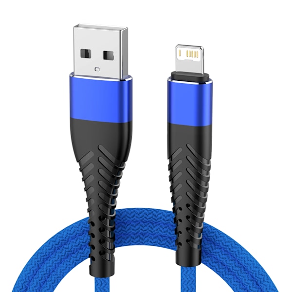 Snabb USB-kabel för iPhone 13 14 12 11 Pro XS Max 5 6 7 8 Plus SE iPad Origin 3M Sladd Mobiltelefon Sladd Data Laddare Kabel Blue 3m