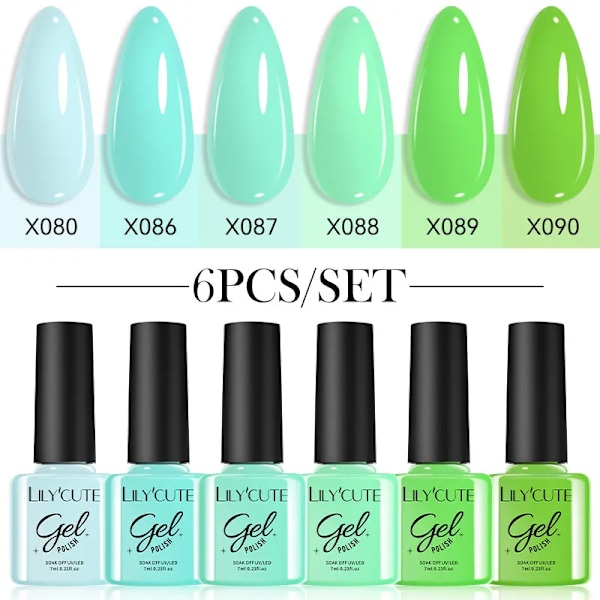 LILYCUTE 6 st/set 7ml Kaffeserie Gel Nagellack Kit 125 Färger Manikyr Semi Permanent Soak Off UV Nagelkonst Gel Lack 6Pcs 05
