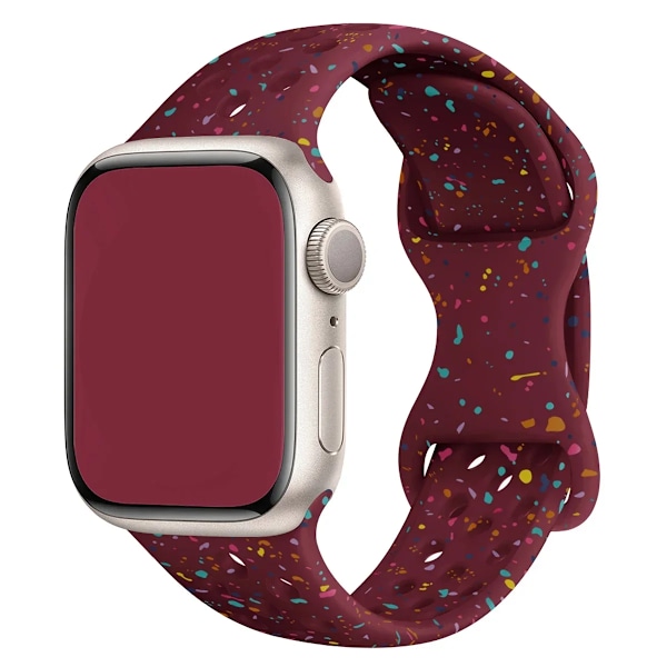 Silikonband För Apple Watch Rem Ultra 2 49Mm 42Mm 45Mm 44Mm 41Mm Färg Partiklar Armband För Iwatch-Serien 9 8 7 6 5 Se 43 wine red 42mm 44mm 45mm 49mm