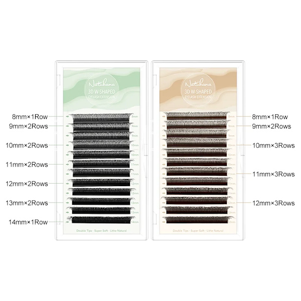 Natuhana Lashes 3D W Form Matt Ögonfrans Extension Klöver Fans Ögonfransar Individuell Premade Ryska Volym Fan Mink Falk Sminka 0.07mm LC