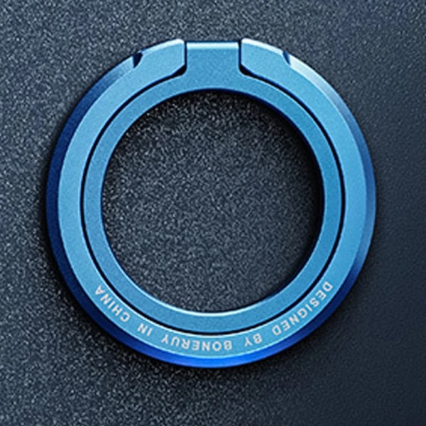 Magnetisk mobilringhållare Mobiltelefonfäste Avtagbar mobiltelefongrepp Stativ för iPhone MagSafe Samsung Xiaomi Blue