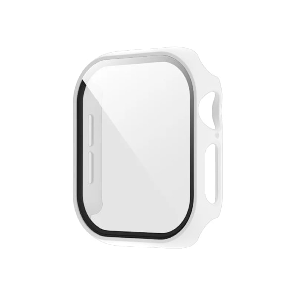 Härdat Glas+Skal för Apple Watch 45mm 41mm 40mm 44mm 42mm 46mm Skyddande Skal PC Stötfångarram För iWatch 10 SE 9 8 7 6 5 4 White 46mm Series 10