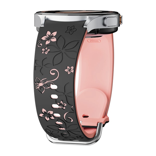 Graverat silikonarmband för Samsung Galaxy Watch 7 FE/6 4 Classic/5 Pro 45 Utan Glipor Sportarmband Galaxy Watch 7 Armband 44mm 40mm black-pink Galaxy Watch5 40mm