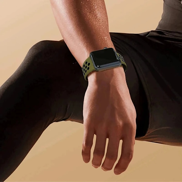 Sportarmband för Apple Watch Band 46mm 44mm 40mm 42-38-41mm 45mm Andningsbart Armband iWatch Series 10 9 8 7 6 SE 5 3 Ultra 2 49mm 29spruce fog green 38 40 41 S10-42mm SM