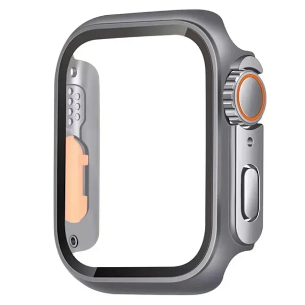 Härdat Glas + Skal för Apple Watch 10 46mm 42mm Ultra 2 49mm Skärmskydd Fodral iWatch 9 8 7 6 5 SE 45mm 41mm 44/40mm Skal Official Gray orange Series 10 46MM