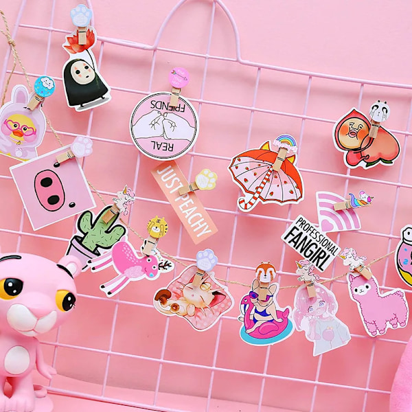 10Pcs / Set Mini Tecknad Trä Clip Kawaii Cactus Enhörning Memo Papper Clips För Foto Dekoration Clips Klädpinn Tillhandahållande Av Brevpapperer Alphabet