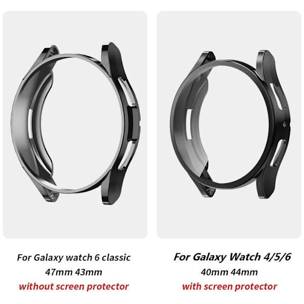 Klockfodral för Samsung Galaxy Watch 4/5/6 40mm 44mm Skärmskydd TPU Allround Stötfångare Skyddande Skal för Watch 6 40mm44mm Indigo Galaxy Watch 4 44mm