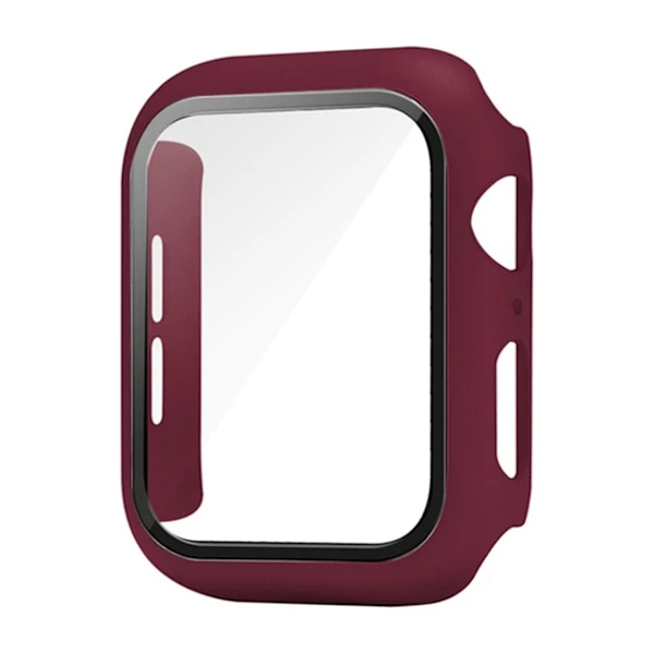 Härdat glas + fodral för Apple Watch 46 mm 44 mm 45 mm 41 mm 40 mm 42 mm skärmskydd för iWatch serie 10 9 8 7 6 SE 5 tillbehör 18 wine red 46MM(Series S10)