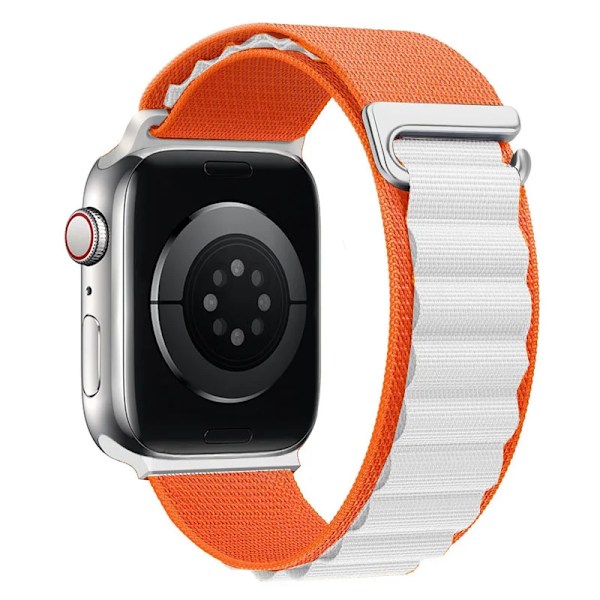 Alpine loop armband för Apple Watch rem 49mm 44mm 40mm 45mm 41mm 42mm 38mm 40 44 45 mm armband iWatch Ultra serie 7 6 5 3 se 8 orange-white 42 44 45 49mm