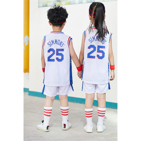 NYTT 23/24 pojke flicka 76ers nr 25 Baskettröjor Barnuniform set grundskoletröja spellag uniform träningsväst Red (10-11Y)-kids-26