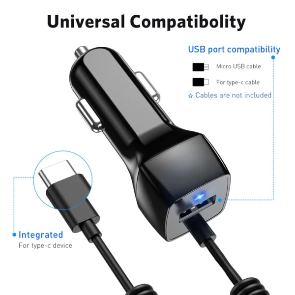 USB billaddare för Samsung S10 S9 Plus billaddare Micro USB typ C-kabel Snabb snabbladdning för Xiaomi Huawei SONY