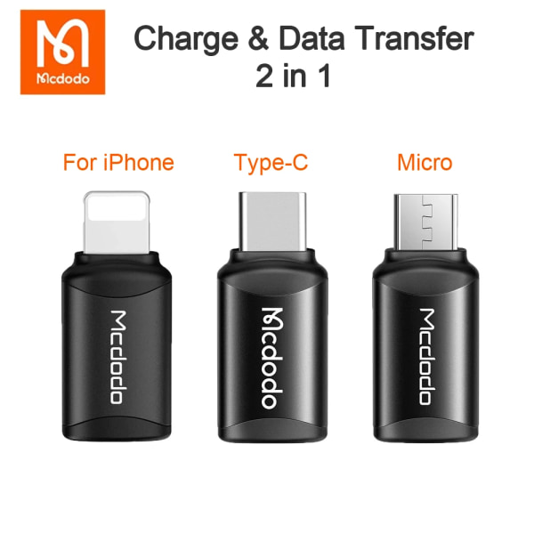 Mcdodo-Adaptateur OTG USB Typ C för Pluies, Chargeur, Câble de Données, Micro Convertisseur, iPhone 13, 12, 11, Pro, Max, X, Poly 3A, Charge Rapide Lightning  to Type C