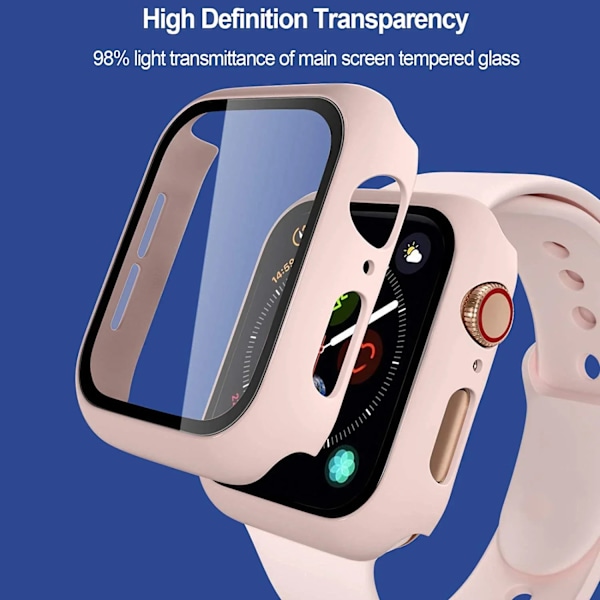 Glas+Fodral+Armband för Apple Watch Band 42mm 44mm 41mm 40mm 38mm 45mm 49mm Skärmskydd för Apple IWatch Series 8 7 6 SE 5 4 21 transparent 44mm series 654 se