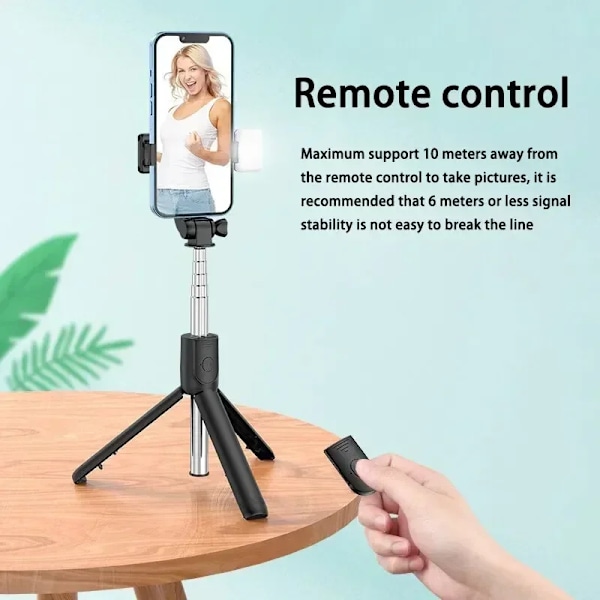 2025 Selfie Stick Teleskopisk Rese Handhållen Tripod Portabelt Telefonstativ [700mm] Bluetooth Fjärrkontroll Utdragbart Telefonstativ With Light White