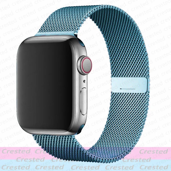 Milanese Loop Armband för Apple Watch Band 44mm 40mm 45mm 41mm 49mm 46 42mm correas armband iWatch serie 3 6 se 7 8 9 ultra 2 10 Porcelain blue S10-46 42 44 45 49mm