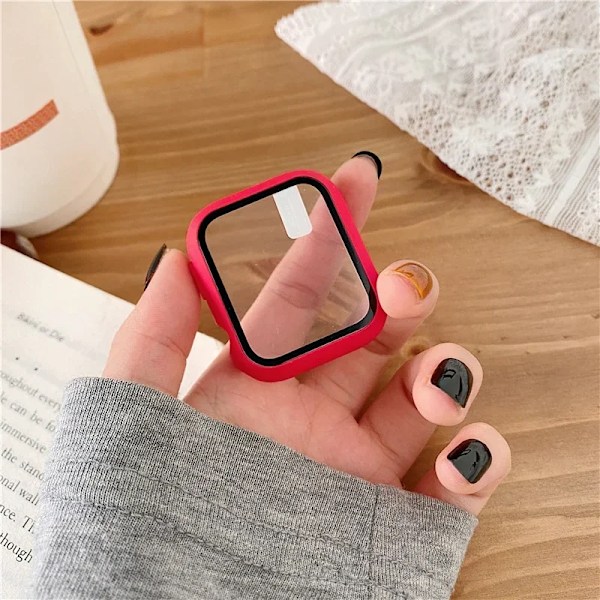 Glas+skal för Apple Watch Fodral 40mm 44mm 38mm 42mm stötfångare Skärmskydd för Apple Watch Tillbehör 9 8 7 6 5 4 3 41mm 45mm Lilac 21 Series 7-8-9 41mm