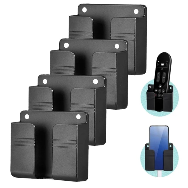 Multifunktions Smartphonehållare Väggmonterad Organizer Förvaringslåda Vägg Fjärrkontroll Laddningsdocka Ställ Organizer Fäste Black-10PCS