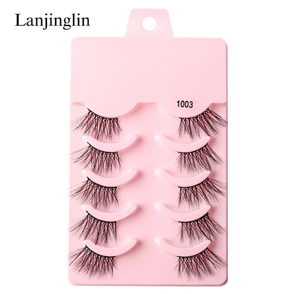Half Eey Lashes 3/5/10 Par Nya Faux Mink Lashes Naturliga Falska Ögonfransar Wispy Fluffig Ögonfrans Extension Makeup Halv Lashes Verktyg 5pairs-1003