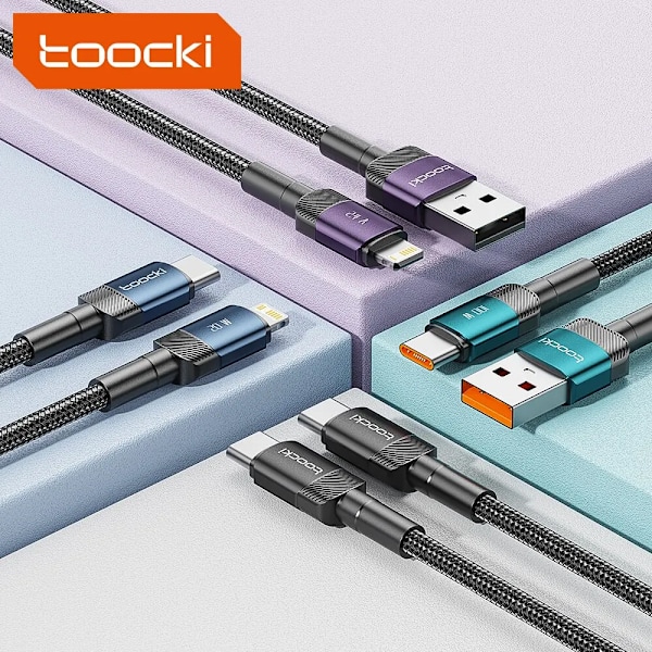 Toocki USB Typ C Kabel Snabbladdning USB C Laddningskabel För iPhone 15 14 13 12 11 Huawei P40 P30 Realme Oppo Oneplus 1m 2m 60W C to C Pueple 1m