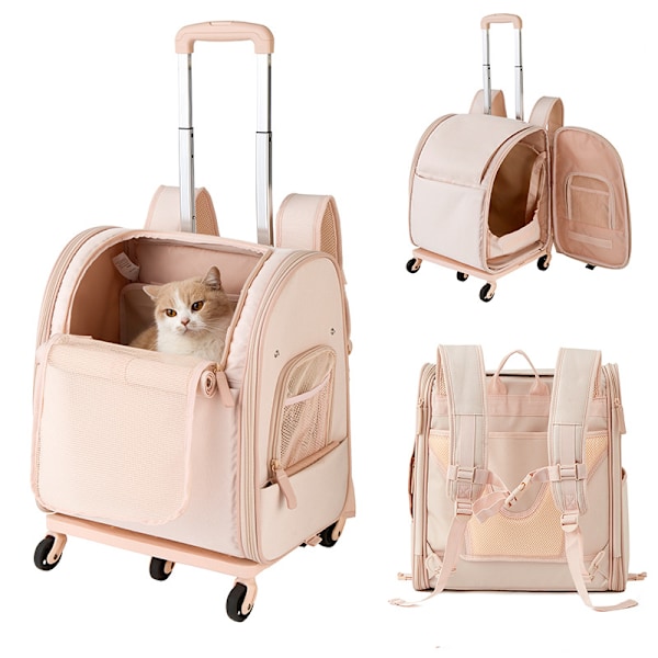 Japan Och Sydkorea Husdjursvagn Väska Bärbar Stor Kapacitet Cat Väska Oxford Tygvagnar Cat Väska Fällande Husdjurspåsen Hand Bag-Light Pink