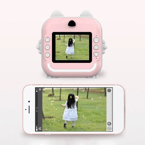 Digital fotokamera för barn med thermal skrivare Barnkamera Omedelbar print Videoinspelning Ta bilder Flicka Pojke Födelsedagspresent Pink with 32g card