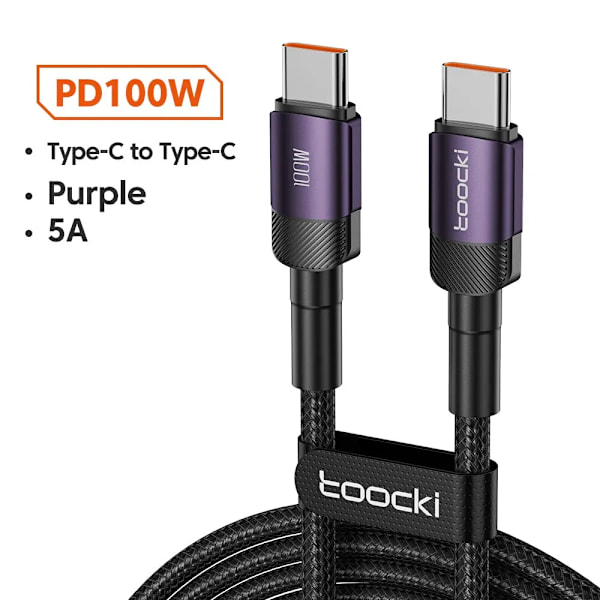 Toocki USB Typ C Kabel Snabbladdning USB C Laddningskabel För iPhone 15 14 13 12 11 Huawei P40 P30 Realme Oppo Oneplus 1m 2m 60W C to C Pueple 2m