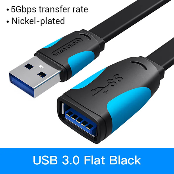 Vention USB 3.0 Förlängningskabel Hane till Hona Förlängningskabel Snabb USB 3.0 Kabel Förlängd för laptop PC USB 2.0 Förlängning USB 3.0 Black A13 1m